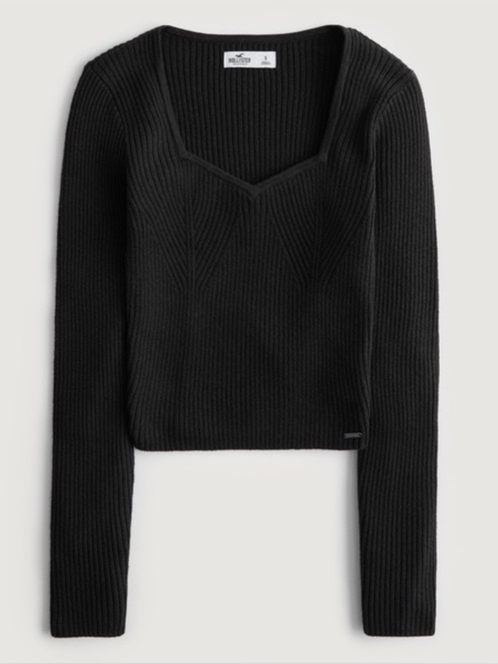 Black Hollister Cropped Tight Sweater